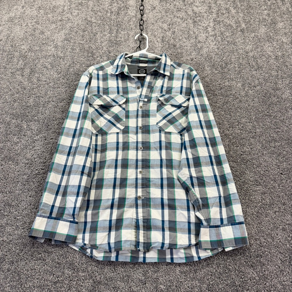 Wrangler ATG Shirt Mens Extra Large Blue Plaid All Terrain Gear Regular Fit XL